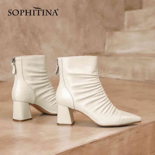 sophitina fashion ankle boots high-quality leather pointed toe folds square heel women boots zipper non-slip women's shoes so655 210513, Black
sophitina fashion ankle boots high-quality leather pointed toe folds square heel women boots zipper non-slip women's shoes so655 210513, Black