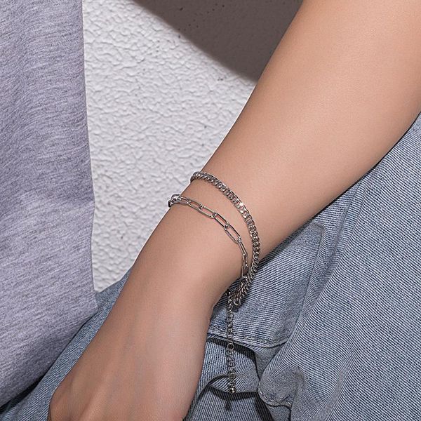 bangle retro design double chain bracelet for woman stainless steel hip hop personality couple party fashion jewelry gift, Black
bangle retro design double chain bracelet for woman stainless steel hip hop personality couple party fashion jewelry gift, Black