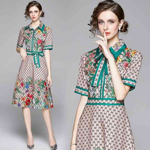 banulin fashion runway design summer dress women's short sleeve turn down neck bow letter floral print midi vestidos 210603, Black;gray
banulin fashion runway design summer dress women's short sleeve turn down neck bow letter floral print midi vestidos 210603, Black;gray