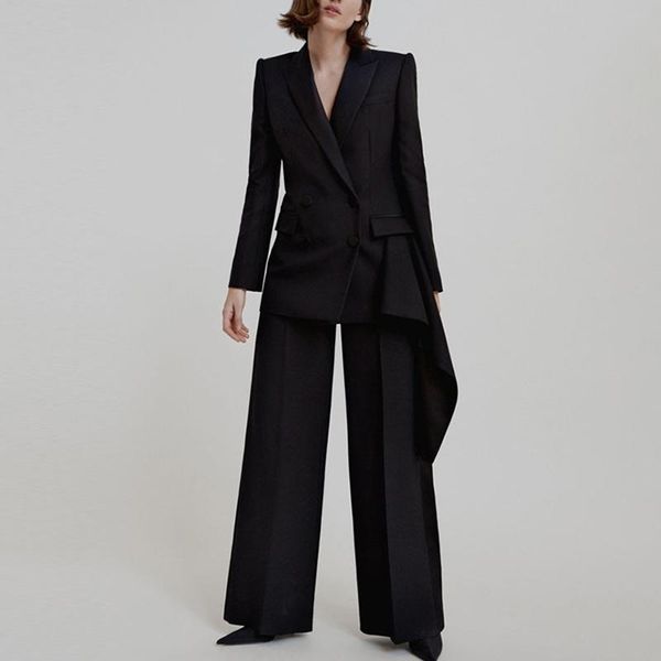 women's suits & blazers asymmetrical jacket 2021 autumn fashion ol clothing double breasted long sleeve ruffles high waist blazer femal, White;black
women's suits & blazers asymmetrical jacket 2021 autumn fashion ol clothing double breasted long sleeve ruffles high waist blazer femal, White;black