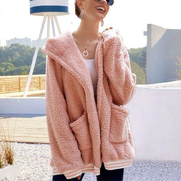 women's wool & blends fashion women loose coat with hat striped long jacket winter thick warm blend cardigan, Black
women's wool & blends fashion women loose coat with hat striped long jacket winter thick warm blend cardigan, Black
