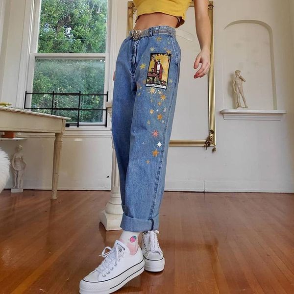 women's jeans woman of pants cowboy straight cylinder euramerican printing street temperament autumn winter style, Blue
women's jeans woman of pants cowboy straight cylinder euramerican printing street temperament autumn winter style, Blue