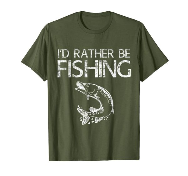 i'd rather be fishing t-shirt fisherman gift shirt t-shirt, White;black