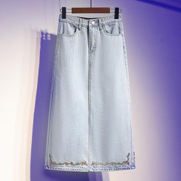 skirts arrivals retro embroidery women's skirt summer 2021 office lady pockets a-line slit elegant midi denim blue bottoms, Black
skirts arrivals retro embroidery women's skirt summer 2021 office lady pockets a-line slit elegant midi denim blue bottoms, Black