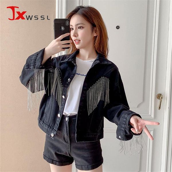 spring denim jacket women fashion tassel loose short streetwear jeans coat female harajuku women's jackets, Black;brown
spring denim jacket women fashion tassel loose short streetwear jeans coat female harajuku women's jackets, Black;brown