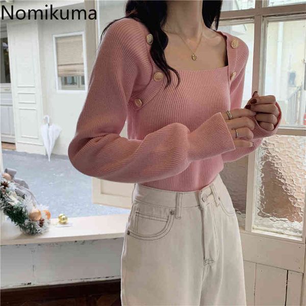 nomikuma arrival pull femme buttons design square collar long sleeve knitted sweater women elegant pullover jumpers 3e039 210514, White;black
nomikuma arrival pull femme buttons design square collar long sleeve knitted sweater women elegant pullover jumpers 3e039 210514, White;black
