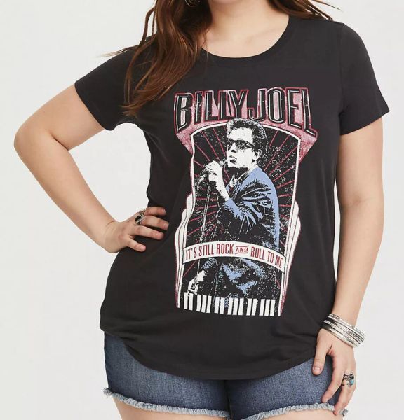 torrid billy joel women's girls plus size t-shirt new 100% authentic, White;black 
torrid billy joel women's girls plus size t-shirt new 100% authentic, White;black