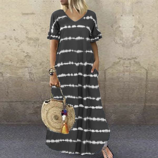bohemian dress s-5xl big size summer casual short sleeve stripe printed dress women loose pockets maxi long dress lady vestidos, Black;gray
bohemian dress s-5xl big size summer casual short sleeve stripe printed dress women loose pockets maxi long dress lady vestidos, Black;gray