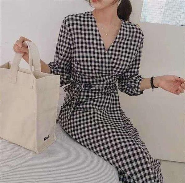 casual dresses spring autumn women plaid dress 2021 sashes bow wrap v-neck three quarter sleeve high waist vintage chic vestidos, Black;gray
casual dresses spring autumn women plaid dress 2021 sashes bow wrap v-neck three quarter sleeve high waist vintage chic vestidos, Black;gray