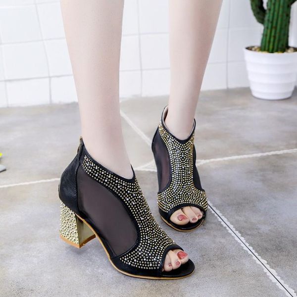 high-heeled women's thick-heeled mouth mesh yarn waterproof table single shoes womens luxury women designers sandals, Black
high-heeled women's thick-heeled mouth mesh yarn waterproof table single shoes womens luxury women designers sandals, Black