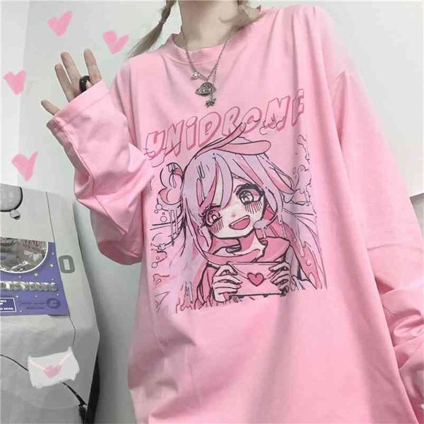 womwn t-shirt long sleeve female soft girl japanese cute anime print autumn loose student streetwear 210623, White
womwn t-shirt long sleeve female soft girl japanese cute anime print autumn loose student streetwear 210623, White
