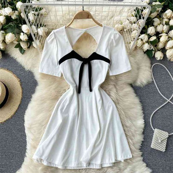 women's summer fashion v neck short-sleeved color knotted short hollow mini a-line dress clothes vestidos de mujer s602 210527, Black;gray
women's summer fashion v neck short-sleeved color knotted short hollow mini a-line dress clothes vestidos de mujer s602 210527, Black;gray