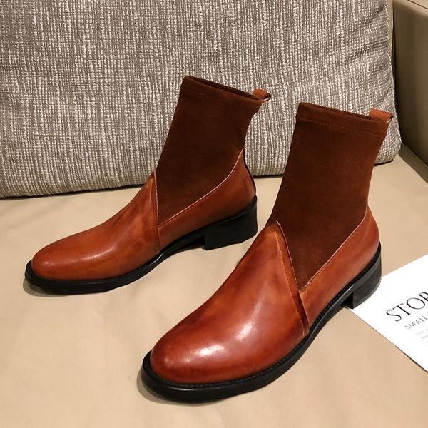 boots women's genuine leather patchwork slip-on flats ankle retro vintage autumn short booties comfortable shoes, Black
boots women's genuine leather patchwork slip-on flats ankle retro vintage autumn short booties comfortable shoes, Black