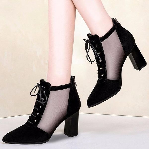 summer women's sandals solid flock mesh women shoes woman lace up square high heels cross strap zipper ladies, Black
summer women's sandals solid flock mesh women shoes woman lace up square high heels cross strap zipper ladies, Black