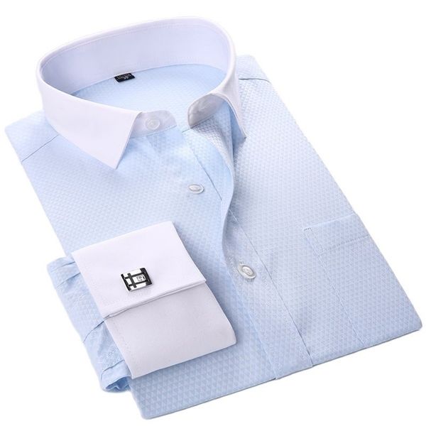 france cufflinks white collar tuxedo shirt mens formal long sleeve male dress shirts social printed fashion quality with pocket 210708, White;black
france cufflinks white collar tuxedo shirt mens formal long sleeve male dress shirts social printed fashion quality with pocket 210708, White;black