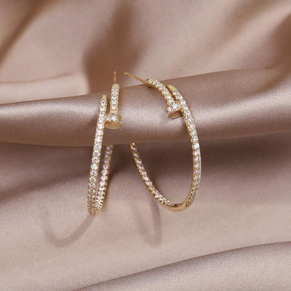 hoop & huggie 14k real gold plating big circle zircon earrings elegant women's simple wedding party accessories, Golden;silver
hoop & huggie 14k real gold plating big circle zircon earrings elegant women's simple wedding party accessories, Golden;silver