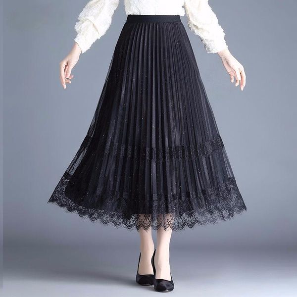 skirts 2021 summer fashion women elegant mesh tulle female elastic high waist a-line mid-calf office long pleated skirt z251, Black
skirts 2021 summer fashion women elegant mesh tulle female elastic high waist a-line mid-calf office long pleated skirt z251, Black