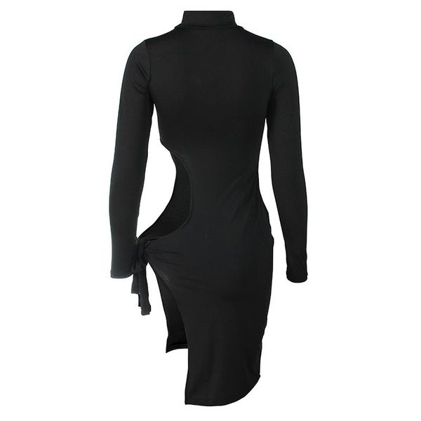 casual dresses fall 2021 long sleeve high collar show waist slit tie dress, Black;gray
casual dresses fall 2021 long sleeve high collar show waist slit tie dress, Black;gray