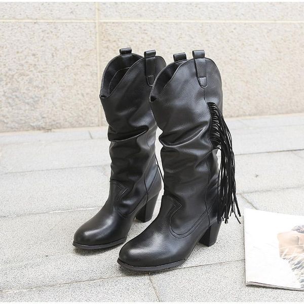 boots women tassle mid calf ladies personality design pu leather shoes soft comfortable cool fashion platform heels female, Black
boots women tassle mid calf ladies personality design pu leather shoes soft comfortable cool fashion platform heels female, Black