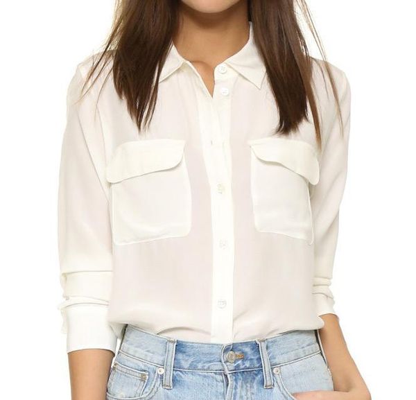 women's blouses & shirts high-end ladies 100% silk long sleeve lapel double pockets blouse shirt top, White
women's blouses & shirts high-end ladies 100% silk long sleeve lapel double pockets blouse shirt top, White