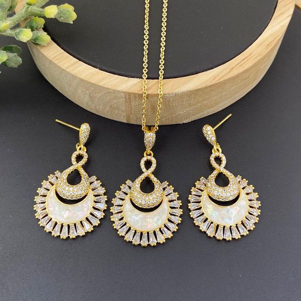 earrings & necklace lanyika fashion jewelry set graceful shell zircon micro inlay with for women wedding anniversary gifs, Silver
earrings & necklace lanyika fashion jewelry set graceful shell zircon micro inlay with for women wedding anniversary gifs, Silver