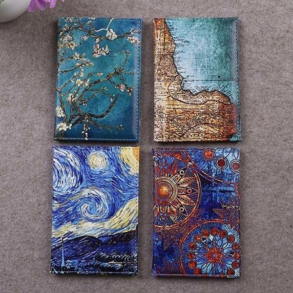 card holders starry sky passport cover women men pu leather travel wallet color landscape holder high quatity case for passports, Brown;gray
card holders starry sky passport cover women men pu leather travel wallet color landscape holder high quatity case for passports, Brown;gray