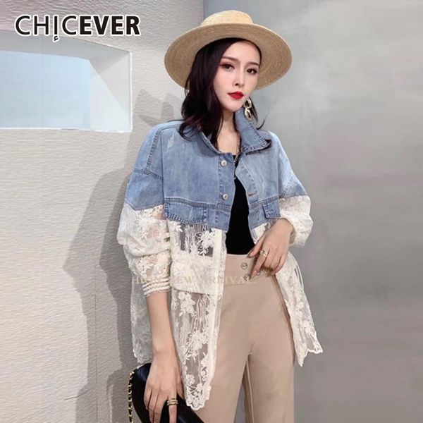 women's jackets chicever casual patchwork lace denim coat for women lapel long sleeve hit color straight loose females spring 2021 styl, Black;brown
women's jackets chicever casual patchwork lace denim coat for women lapel long sleeve hit color straight loose females spring 2021 styl, Black;brown