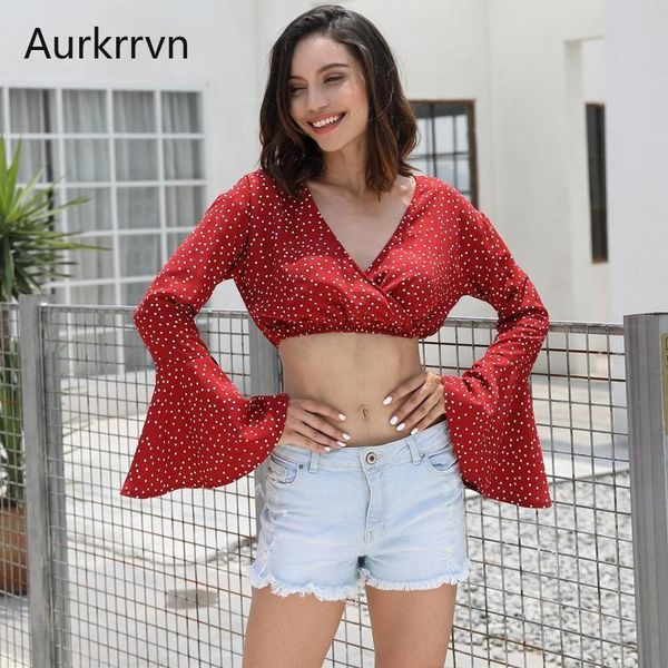 aurkrrvn polka dot crop blouses womans flare sleeve ladies v neck wave point shirts boho women women's &, White
aurkrrvn polka dot crop blouses womans flare sleeve ladies v neck wave point shirts boho women women's &, White