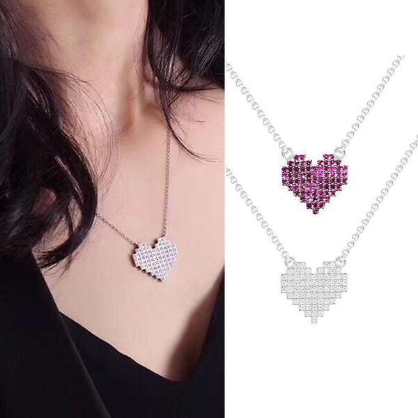 pendant necklaces fashion brand design red love heart collar necklace mosaic pixel for women wedding jewelry, Silver
pendant necklaces fashion brand design red love heart collar necklace mosaic pixel for women wedding jewelry, Silver