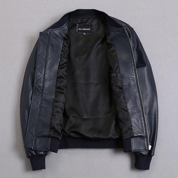 men's leather & faux sheepskin coat bomber genuine jacket men plus size short jackets veste cuir homme kj2273, Black
men's leather & faux sheepskin coat bomber genuine jacket men plus size short jackets veste cuir homme kj2273, Black