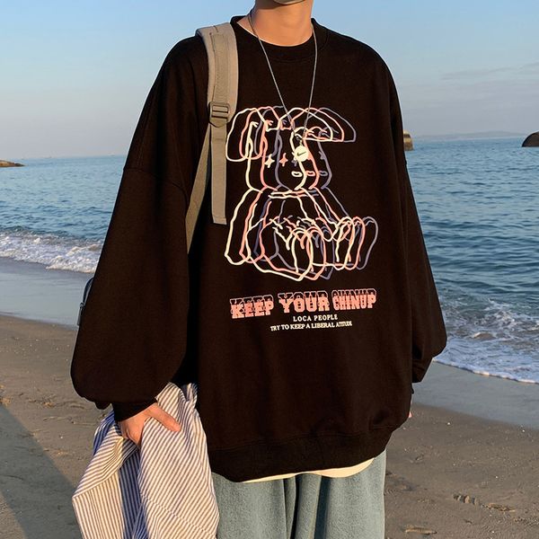 Hoodie Men's spring round neck sweater loose casual Pullover Top couple trend coat, Black
Hoodie Men's spring round neck sweater loose casual Pullover Top couple trend coat, Black