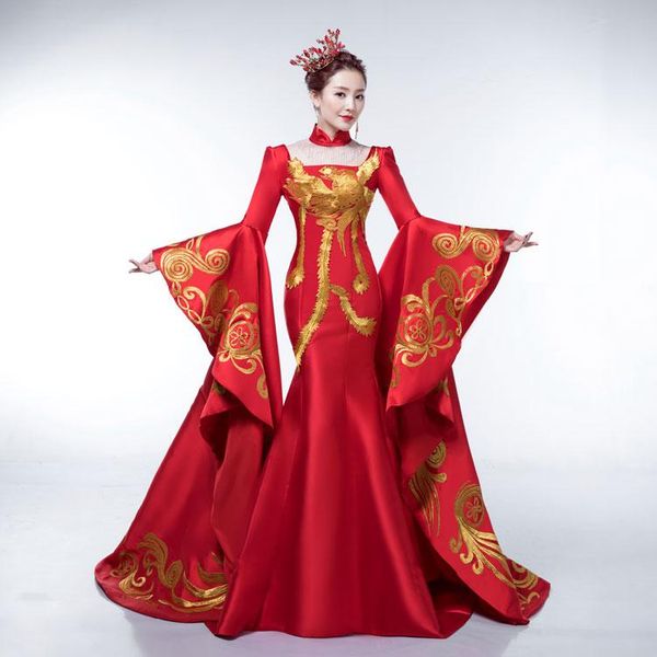 casual dresses red chinese style party evening long cheongsam slim dress marriage gown luxury trailing wedding qipao fashion clothes vestido, Black;gray
casual dresses red chinese style party evening long cheongsam slim dress marriage gown luxury trailing wedding qipao fashion clothes vestido, Black;gray
