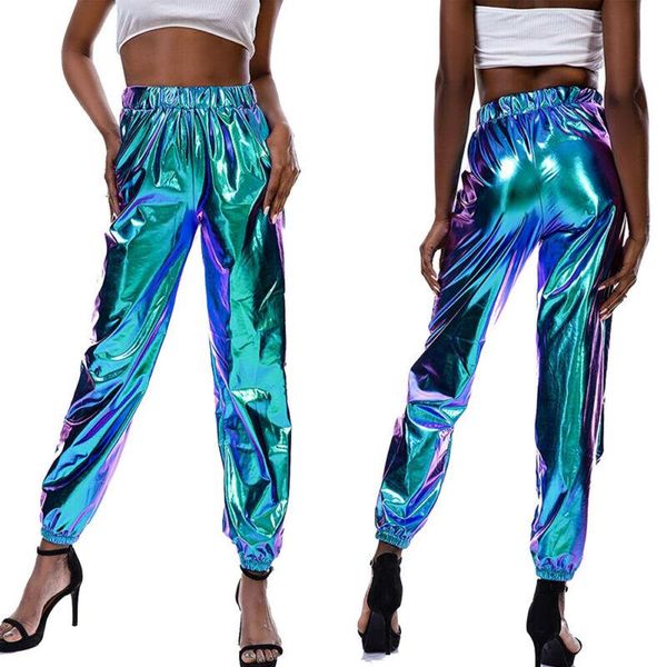 women's pants & capris ladies metallic shiny jogger high waist holographic color trouser, Black;white
women's pants & capris ladies metallic shiny jogger high waist holographic color trouser, Black;white