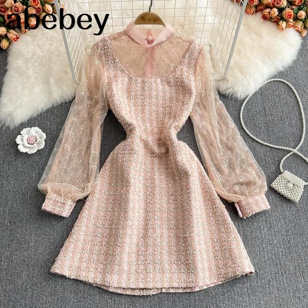 casual dresses 2021 autumn winter vintage stand collar long sleeve dress sequin embroidery mesh patchwork high waist mid-long tweed, Black;gray
casual dresses 2021 autumn winter vintage stand collar long sleeve dress sequin embroidery mesh patchwork high waist mid-long tweed, Black;gray