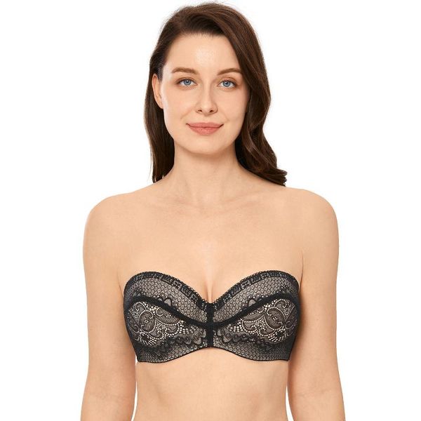 bras women plus size strapless bra slightly padded lace underwire convertible multiway brassiere, Red;black
bras women plus size strapless bra slightly padded lace underwire convertible multiway brassiere, Red;black