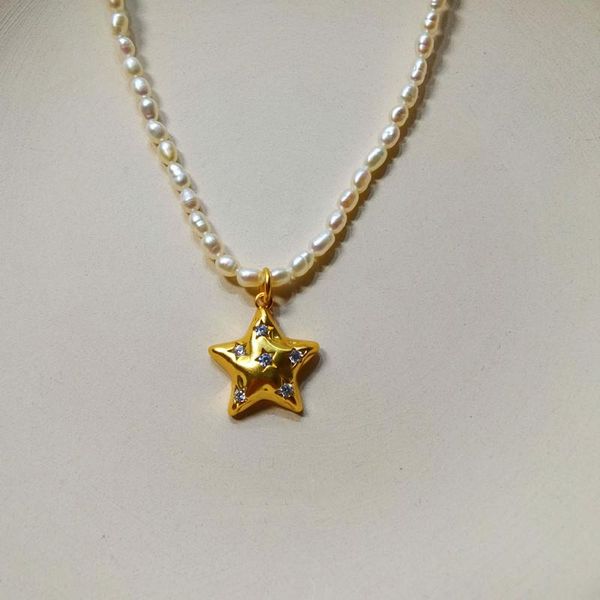 pendant necklaces simple retro freshwater pearl women necklace geometric five-pointed star inlaid zircon gold clavicle chain, Silver
pendant necklaces simple retro freshwater pearl women necklace geometric five-pointed star inlaid zircon gold clavicle chain, Silver