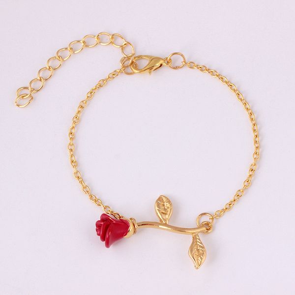 new elegant adjustable red rose flower bracelet for women charm chain & link bracelets wedding jewelry gift, Golden;silver
new elegant adjustable red rose flower bracelet for women charm chain & link bracelets wedding jewelry gift, Golden;silver