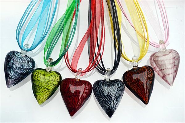fashion wholesale 6pcs handmade murano lampwork glass mixed color pendants silk cords necklace, Silver
fashion wholesale 6pcs handmade murano lampwork glass mixed color pendants silk cords necklace, Silver