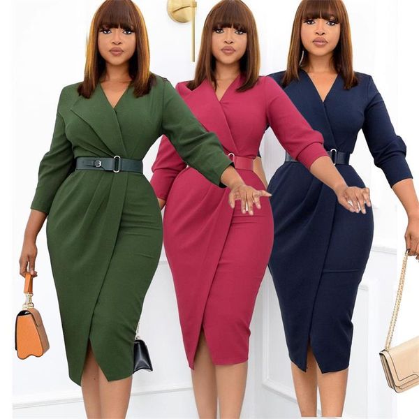 casual dresses elegant office lady wrap v neck turn down collar high waist belted women business work wear plus size bodycon pencil midi dre, Black;gray
casual dresses elegant office lady wrap v neck turn down collar high waist belted women business work wear plus size bodycon pencil midi dre, Black;gray