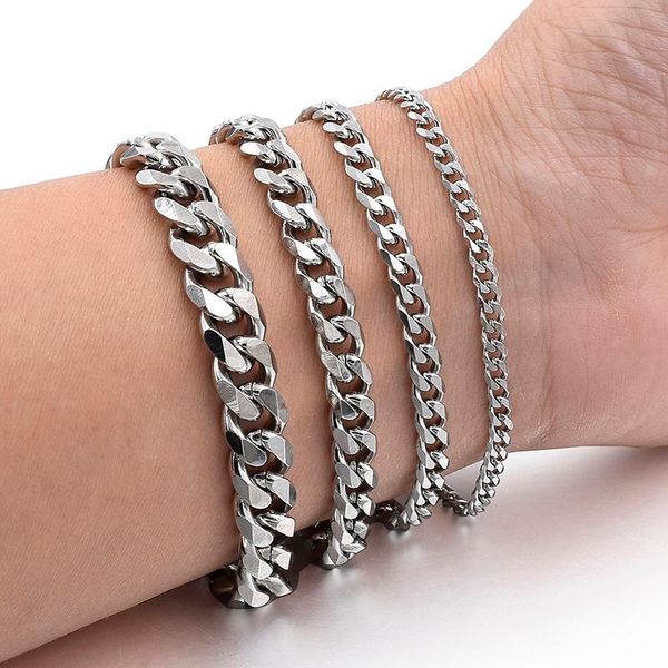 link, chain men bracelet minimalist stainless steel jewelry boy friend gift for mem cuban link 3/5/7/9mm classic solid metal, Black
link, chain men bracelet minimalist stainless steel jewelry boy friend gift for mem cuban link 3/5/7/9mm classic solid metal, Black