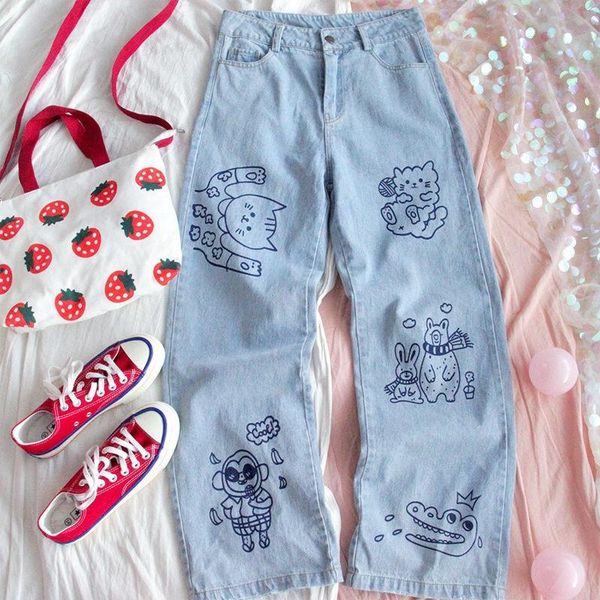 japanese sweet women cute cartoon print high waist jeans korean fashion loose straight pants girls streetwear casual trousers women's, Blue
japanese sweet women cute cartoon print high waist jeans korean fashion loose straight pants girls streetwear casual trousers women's, Blue
