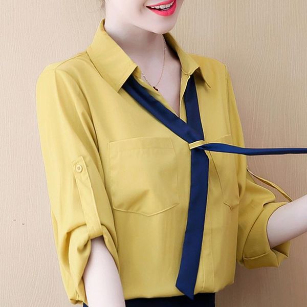 women's blouses & shirts blusas mujer de moda 2021 bow v- neck office blouse ladies women clothes long sleeve chiffon shirt c942, White
women's blouses & shirts blusas mujer de moda 2021 bow v- neck office blouse ladies women clothes long sleeve chiffon shirt c942, White
