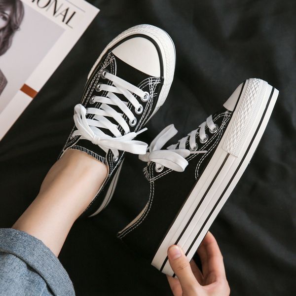 dress shoes women's low canvas vulcanize fashion casual sneakers skateboard student flat sports women 4dip, Black
dress shoes women's low canvas vulcanize fashion casual sneakers skateboard student flat sports women 4dip, Black