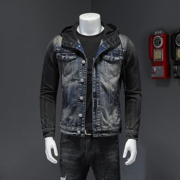 spring autumn hooded denim jacket casual slim matching color cowboy coat men men's jackets, Black;brown
spring autumn hooded denim jacket casual slim matching color cowboy coat men men's jackets, Black;brown