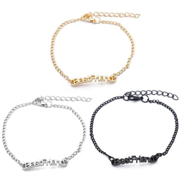 link, chain creative simple friend letter bracelet fashion 3-color metal hand accessories jewelry gifts for friends, Black
link, chain creative simple friend letter bracelet fashion 3-color metal hand accessories jewelry gifts for friends, Black