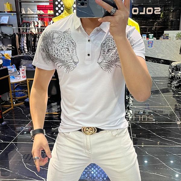 men's polos men fashion brand personalized leopard print short sleeve trend slim shirt homme de marque haute qualite, White;black
men's polos men fashion brand personalized leopard print short sleeve trend slim shirt homme de marque haute qualite, White;black