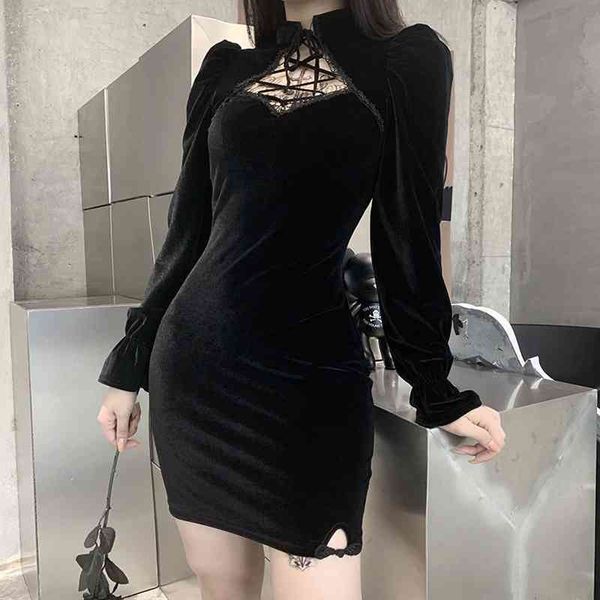 spring gothic style women mini dress black bandage hollow out cosplay lantern sleeve sheath ladies es 210521, Black;gray
spring gothic style women mini dress black bandage hollow out cosplay lantern sleeve sheath ladies es 210521, Black;gray