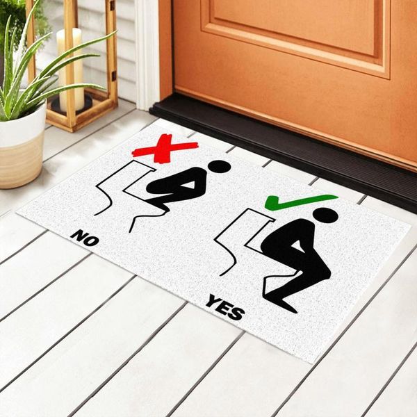 carpets funny toilet pose printed pvc doormat 40*60cm, bathroom non-slip floor mat