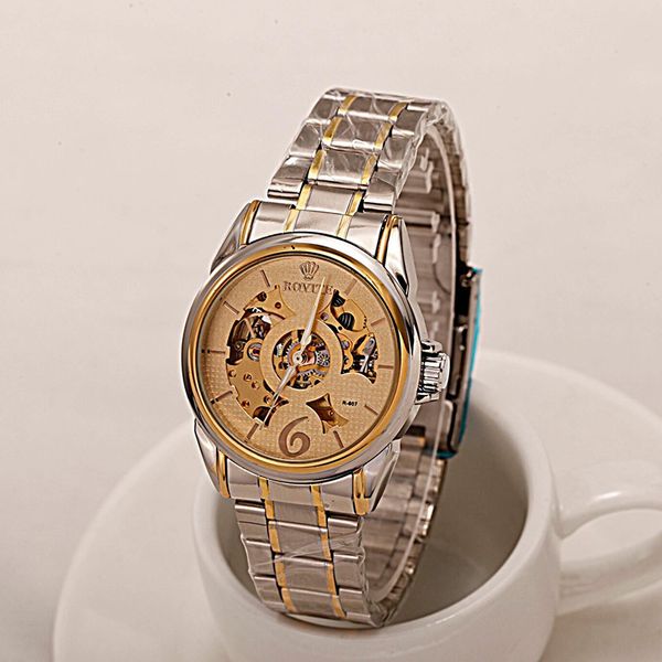 automatic mechanical watch leather belt men's fashion business sports personality watch, Slivery;brown
automatic mechanical watch leather belt men's fashion business sports personality watch, Slivery;brown