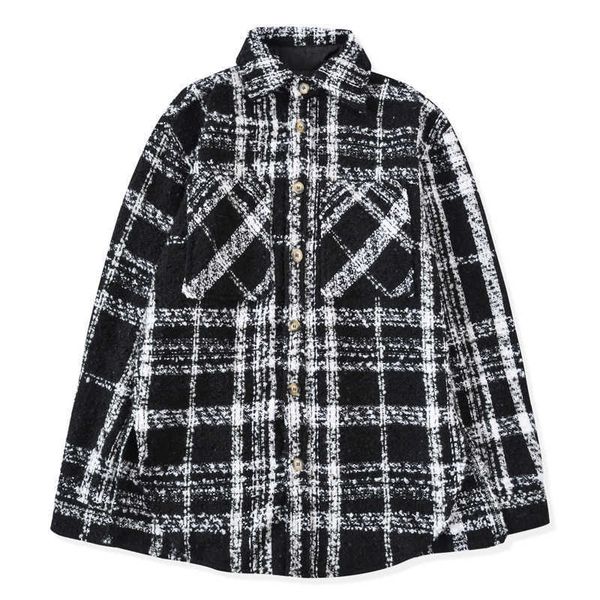 men's casual shirts hip hop high street ins net red wool black and white plaid wool thickened men's and women's knitted shirt, White;black
men's casual shirts hip hop high street ins net red wool black and white plaid wool thickened men's and women's knitted shirt, White;black